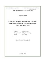 Tóm tắt Luận văn tiến sĩ Chính trị học: Giáo dục ý thức bảo vệ môi trường cho sinh viên các trường đại học ở Hà Nội hiện nay