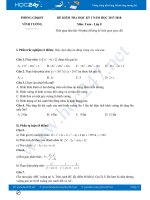 Đề thi HK1 môn Toán 8 năm 2017 Phòng GD&ĐT Vĩnh Tường có đáp án