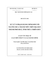 XỬ LÝ VI PHẠM HÀNH CHÍNH ĐỐI VỚI NGƯỜI CHƯA THÀNH NIÊN TRÊN ĐỊA BÀN THÀNH PHỐ HUẾ, TỈNH THỪA THIÊN HUẾ