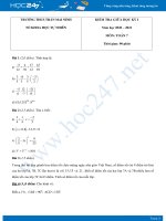 Đề kiểm tra giữa HKI môn Toán 7 năm 2020 có đáp án trường THCS Trần Mai Ninh