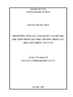 Bồi dưỡng năng lực giải quyết vấn đề cho học sinh trong dạy học chương động lực học chất điểm vật lý 10  