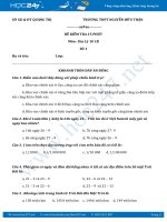 Đề kiểm tra 15 phút HK1 môn Địa 10 - Trường THPT Nguyễn Hữu Thận