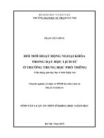 Tóm tắt Luận án tiến sĩ Giáo dục học: Đổi mới hoạt động ngoại khóa trong dạy học lịch sử ở trường trung học phổ thông (Vận dụng qua dạy học ở tỉnh Nghệ An)