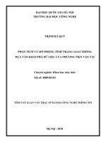 Tóm tắt Luận văn Thạc sĩ Khoa học máy tính: Phân tích và mô phỏng tình trạng giao thông dựa vào khai phá dữ liệu của phương tiện vận tải