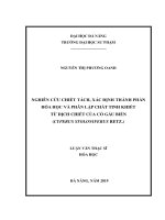 Nghiên cứu chiết tách, xác định thành phần hóa học và phân lập chất tinh khiết từ dịch chiết của cỏ gấu biển (cyperus stoloniferus retz ) 