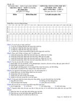 Đề kiểm tra chất lượng HK 1 môn Sinh học lớp 11 năm 2014-2015 - THCS&THPT Tà Nung - Mã đề 132