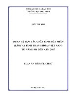 luận án tiến sĩ quan hệ hợp tác giữa tỉnh hủa phăn (lào) và tỉnh thanh hóa (việt nam) từ năm 1986 đến năm 2017 