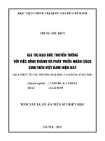 Tóm tắt Luận án Tiến sĩ Triết học: Giá trị đạo đức với việc hình thành và phát triển nhân cách sinh viên Việt Nam hiện nay