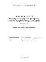 Xây dựng hệ trợ giúp đánh giá xếp hạng rủi ro tín dụng khách hàng doanh nghiệp