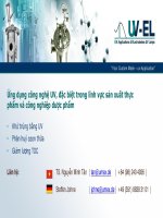 Ứng dụng công nghệ UV, đặc biệt trong lĩnh vực sản xuất thực phẩm và công nghiệp dược phẩm