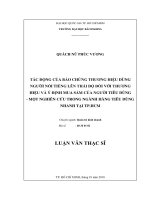 Tác động của bảo chứng thương hiệu dùng người nổi tiếng lên thái độ đối với thương hiệu và ý định mua sắm của người tiêu dùng   một nghiên cứu trong ngành hàng tiêu dùng nhanh tại tp  HCM 