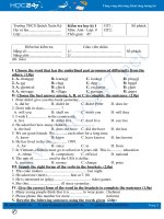 Đề thi HK1 Tiếng Anh lớp 9 - THCS Quách Xuân Kỳ