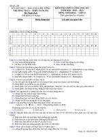 Đề kiểm tra chất lượng HK 1 môn Sinh học lớp 11 năm 2014-2015 - THCS&THPT Tà Nung - Mã đề 209