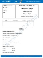 Đề thi học kì 1 môn Công Nghệ 6 có đáp án năm 2018