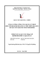 Tóm tắt luận văn Thạc sĩ Kinh doanh và quản lý: Tăng cường công tác quản lý thuế đối với hộ kinh doanh cá thể trên địa bàn huyện Yên Khánh tỉnh Ninh Bình