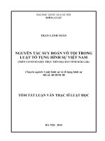 Tóm tắt luận văn Thạc sĩ Luật học: Nguyên tắc suy đoán vô tội trong luật tố tụng hình sự Việt Nam (trên cơ sở số liệu thực tiễn địa bàn tỉnh Đắk Lắk)