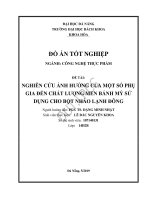 Nghiên cứu ảnh hưởng của một số phụ gia đến chất lượng của nấm men bánh mỳ sử dụng cho bột nhào lạnh đông
