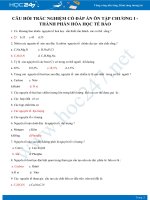 Câu hỏi trắc nghiệm ôn tập Chương Thành phần hóa học tế bào Sinh học 10 có đáp án