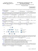 Đề kiểm tra HK 1 môn Sinh học lớp 12 năm 2017-2018 - THPT Yên Lạc 2 - Mã đề 209