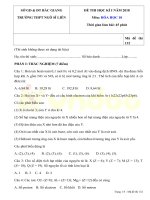 Đề thi học kì 1 môn Hóa học 10 năm 2018 trường THPT Ngô Sĩ Liên, Bắc Giang