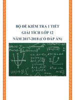 Bộ đề kiểm tra 1 tiết Giải tích lớp 12 năm 2017-2018 có đáp án