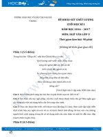 Đề thi học kì 1 Văn 9 năm 2017 phòng GD&ĐT quận Hai Bà Trưng