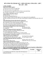 Đề cương ôn tập HK 1 môn GDCD lớp 7 năm 2017-2018