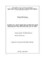 NGHIÊN CỨU, PHÁT TRIỂN MỘT SỐ PHƯƠNG PHÁP KHAI PHÁ DỮ LIỆU TRÊN DỮ LIỆU CÓ CẤU TRÚC TÓM TẮT LUẬN ÁN TIẾN SĨ KỸ THUẬT