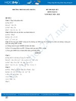 Bộ 2 đề thi HK1 môn Toán 8 năm 2020 có đáp án Trường THCS Hai Bà Trưng