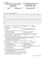 Đề kiểm tra chất lượng HK 1 môn Sinh học lớp 11 năm 2014-2015 - THCS&THPT Tà Nung - Mã đề 485