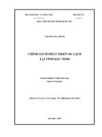 Tóm tắt Luận văn Thạc sĩ Chính sách công: Chính sách phát triển du lịch tại tỉnh Bắc Ninh