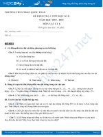 Đề kiểm tra 1 tiết giữa HK2 môn Vật lý 8 trường THCS Trần Quốc Toản năm 2019