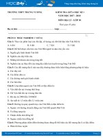 Đề kiểm tra giữa HK 1 môn Địa lí lớp 10 năm 2017 - THPT Trưng Vương