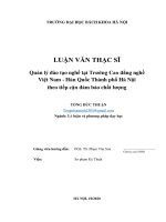 Quản lý đào tạo nghề tại trường cao đẳng nghề việt nam hàn quốc thành phố hà nội theo hướng tiếp cận đảm bảo chất lượng