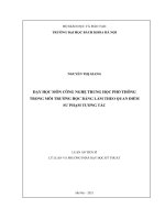 Dạy học môn công nghệ trung học phổ thông trong môi trường học bằng làm theo quan điểm sư phạm tương tác 