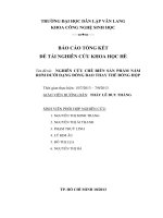 BÁO CÁO TỔNG KẾT ĐỀ TÀI NGHIÊN CỨU KHOA HỌC HÈ Tên đề tài: NGHIÊN CỨU CHẾ BIẾN SẢN PHẨM NẤM RƠM DƢỚI DẠNG ĐÓNG BAO THAY THẾ ĐÓNG HỘP