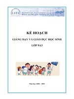 KẾ HOẠCH GIẢNG DẠY VÀ GIÁO DỤC HỌC SINH LỚP 9A3