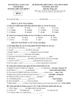Đề thi thử tuyển sinh vào lớp 10 môn Tiếng Anh năm 2018 - 2019 THPT Yên Định 1 có đáp án - Đề B | Tiếng Anh, Đề thi vào lớp 10 - Ôn Luyện