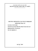 TRƯỜNG ĐẠI HỌC KHOA HỌC TỰ NHIÊN CHƯƠNG TRÌNH ĐÀO TẠO CHUẨN ĐHQGHN TRÌNH ĐỘ THẠC SĨ NGÀNH: TOÁN HỌC CHUYÊN NGÀNH: PHƯƠNG PHÁP TOÁN SƠ CẤP ĐỊNH HƯỚNG: ỨNG DỤNG