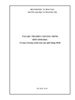 TÀI LIỆU TÌM HIỂU CHƯƠNG TRÌNH MÔN SINH HỌC (Trong Chương trình Giáo dục phổ thông 2018)