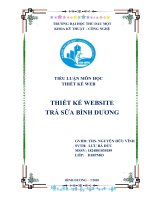 TIỂU LUẬN MÔN HỌC: THIẾT KẾ WEB THIẾT KẾ WEBSITE TRÀ SỮA BÌNH DƯƠNG