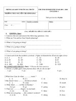 Đề thi học kì 2 môn Tiếng Anh lớp 6 năm 2019-2020 có đáp án - Trường THCS Nguyễn Thị Minh Khai