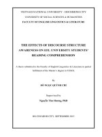 The effects of discourse structure awareness on efl university students reading conprehension    m a   