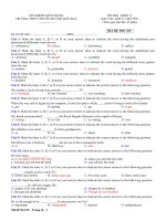 4 Đề thi học kì 1 môn Tiếng Anh lớp 11 nâng cao năm 2017 - 2018 THPT chuyên Huỳnh Mẫn Đạt có đáp án | Tiếng Anh, Lớp 11 - Ôn Luyện