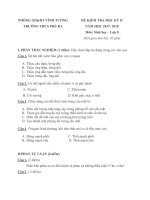 Đề thi học kì 2 lớp 8 môn Sinh năm 2017-2018 có đáp án – Trường THCS Phú Đa