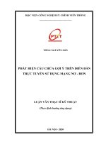 (Luận văn thạc sĩ) phát hiện câu chứa gợi ý trên diễn đàn trực tuyến sử dụng mạng NƠRON 