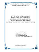 BÁO CÁO SÁNG KIẾN MỘT SỐ GIẢI PHÁP NÂNG CAO HIỆU QUẢ TỔ CHỨC HOẠT ĐỘNG TRẢI NGHIỆM TRONG DẠY HỌC MÔN NGỮ VĂN Ở NHÀ TRƢỜNG THPT