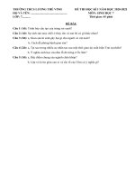 Đề thi học kì 1 môn Sinh học 7 năm 2020-2021 có đáp án – Trường THCS Lương Thế Vinh