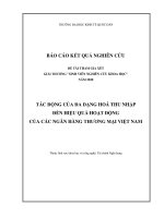 BÁO CÁO KẾT QUẢ NGHIÊN CỨU ĐỀ TÀI :TÁC ĐỘNG CỦA ĐA DẠNG HOÁ THU NHẬP ĐẾN HIỆU QUẢ HOẠT ĐỘNG CỦA CÁC NGÂN HÀNG THƯƠNG MẠI VIỆT NAM