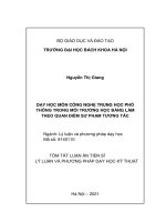 Dạy học môn công nghệ trung học phổ thông trong môi trường học bằng làm theo quan điểm sư phạm tương tác (tt) 